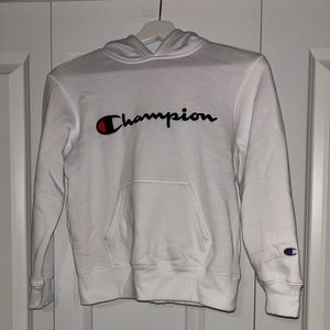 Champion White Authentic Hoodie with Grey Hood